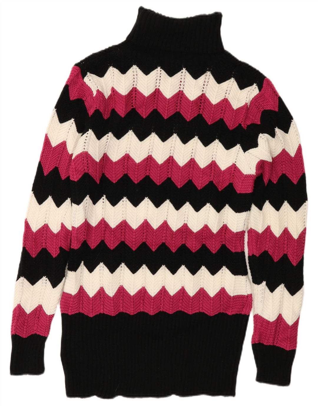 Suéter feminino VINTAGE com gola redonda Reino Unido 16 grande Chevron multicolorido