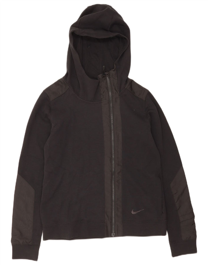 Suéter Nike feminino com capuz e zíper UK 14 médio algodão preto