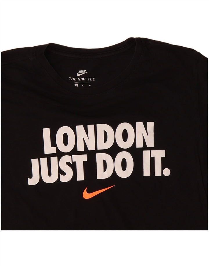 NIKE Mens Graphic T-Shirt Top Medium Black Cotton