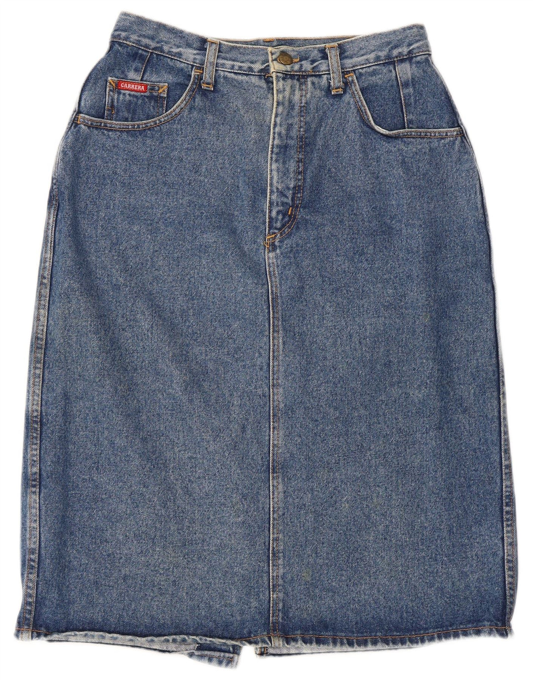 Saia jeans feminina Carrera Midi W30 algodão azul médio
