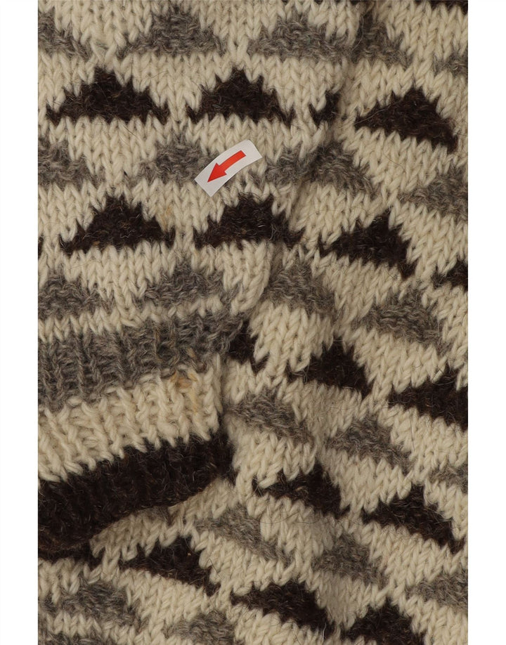 Suéter vintage masculino com gola redonda, médio, branco, geométrico