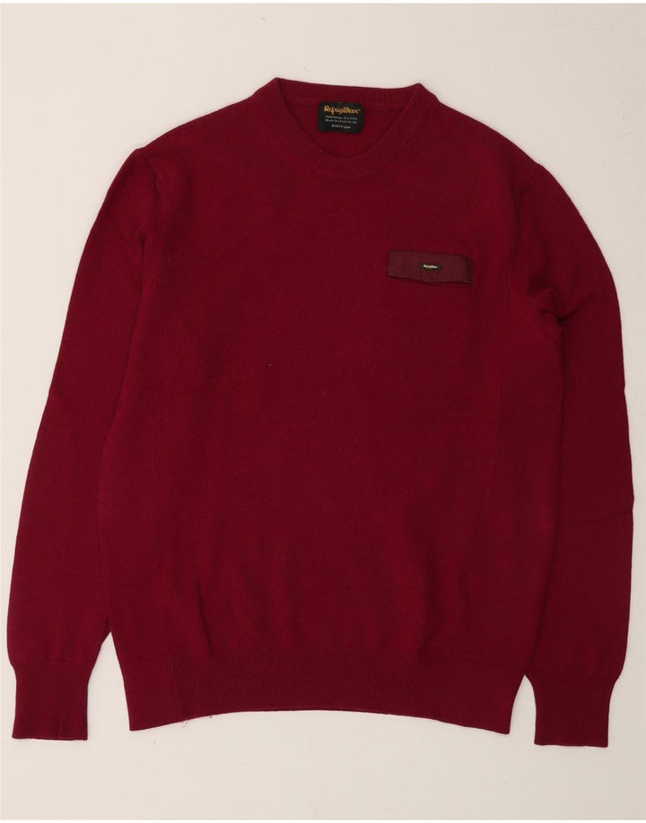 REFRIGIWEAR Mens Crew Neck Jumper Sweater Medium Burgundy Wool Vintage Refrigiwear and Second-Hand Refrigiwear from Messina Hembry 