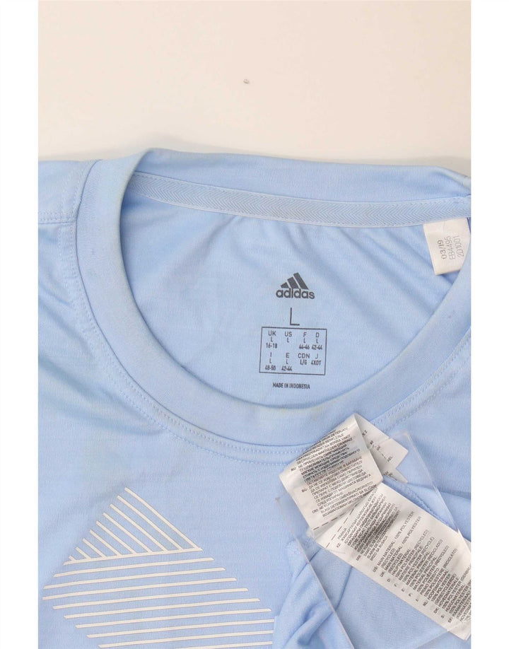 Adidas Camiseta Feminina Graphic Top UK 16/18 Grande Azul Poliéster