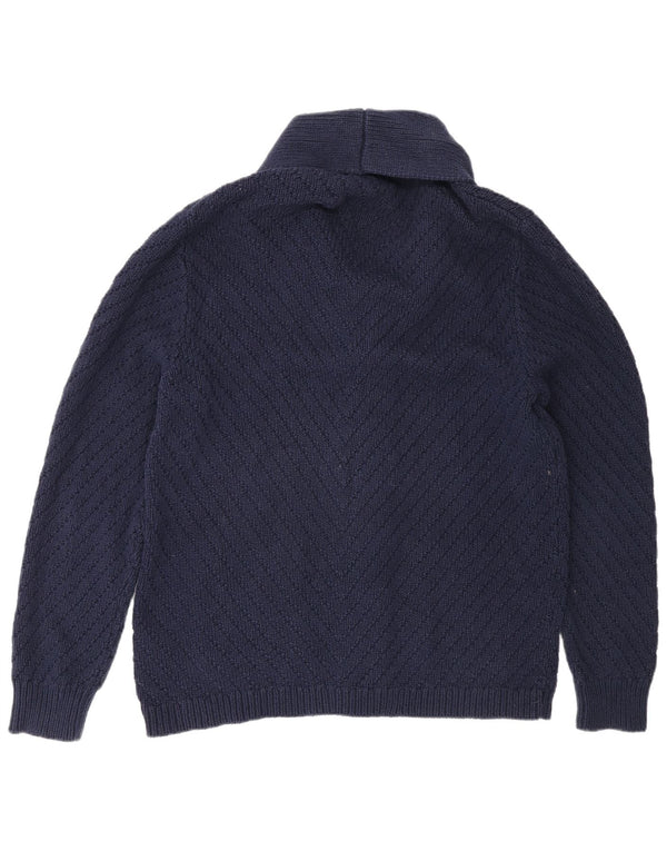Suéter cardigã masculino J. Crew grande algodão azul marinho