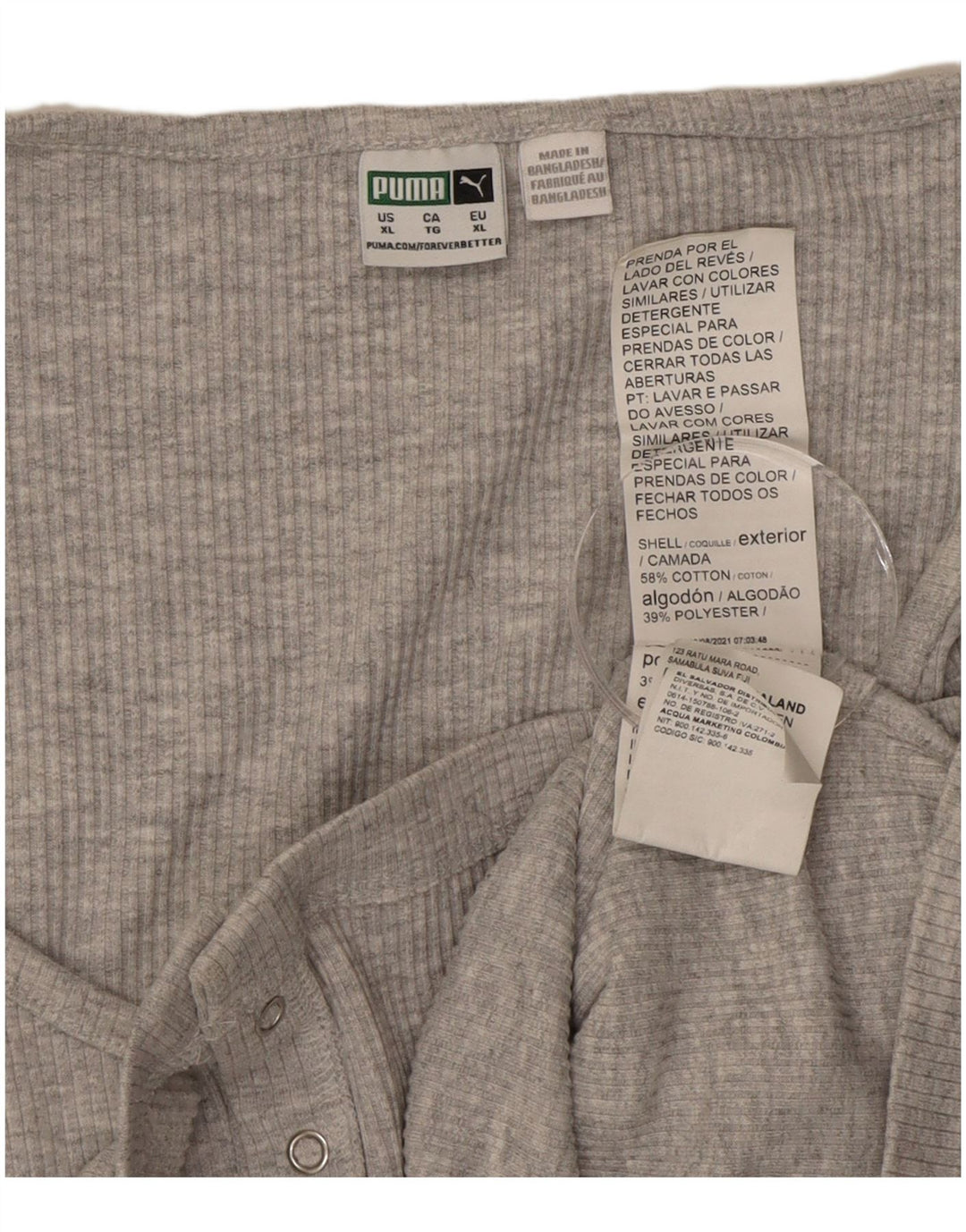 Top curto feminino Puma de manga comprida UK 18 XL cinza