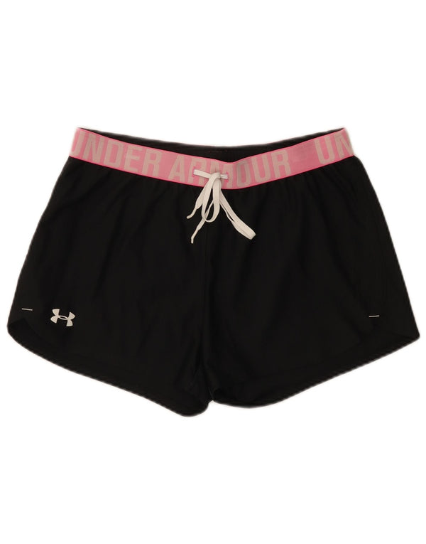 Shorts esportivos femininos Under Armour Heat Gear Graphic UK 10 pequenos pretos