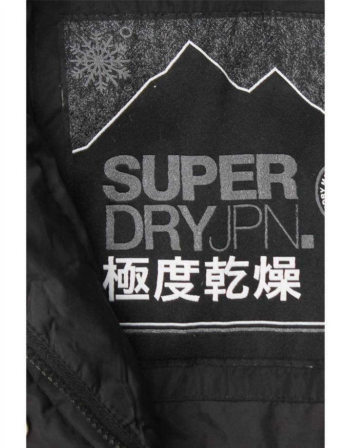 Jaqueta acolchoada com capuz feminina Superdry UK 14 poliéster preto médio