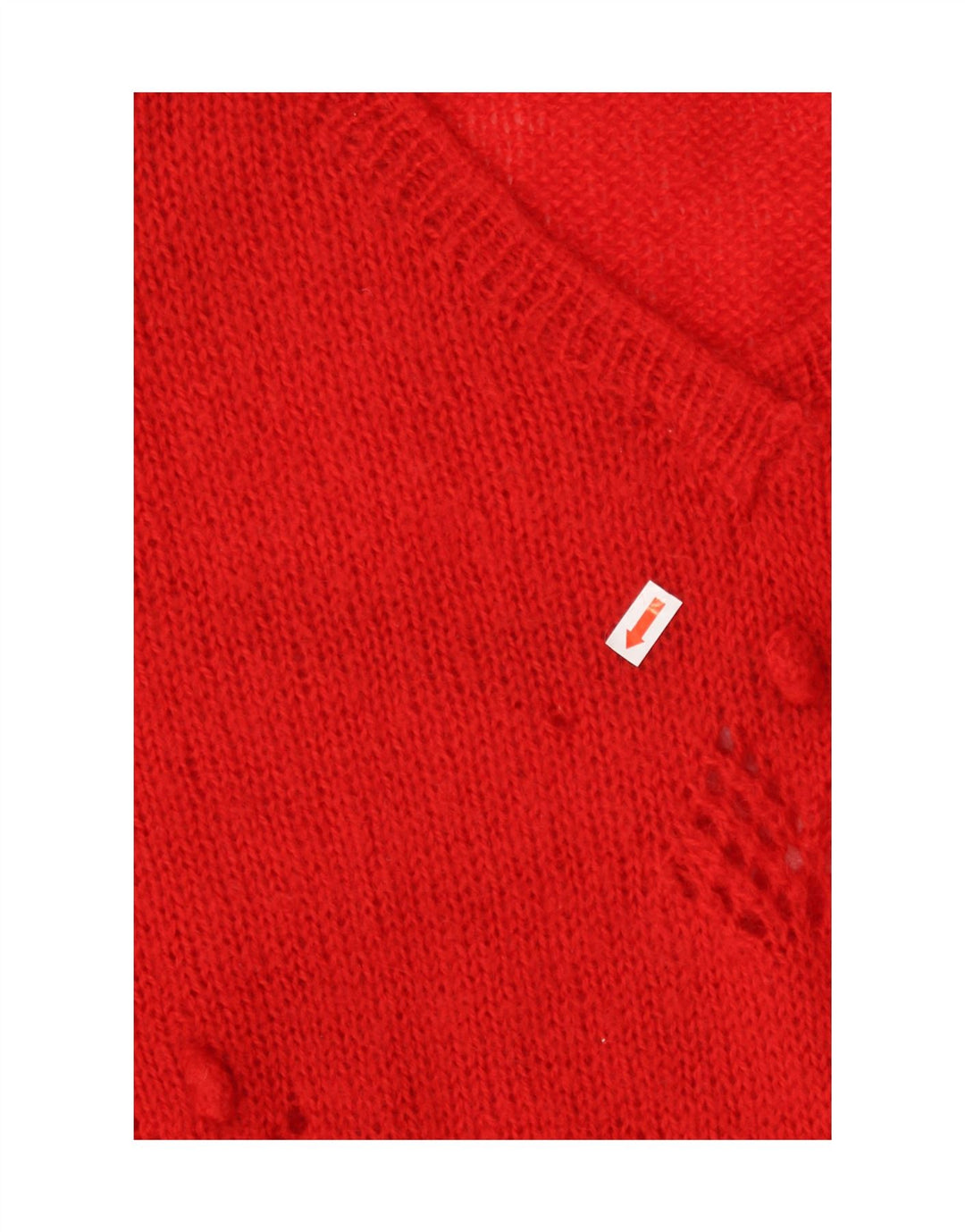 Suéter feminino VINTAGE com decote em V UK 14 vermelho médio