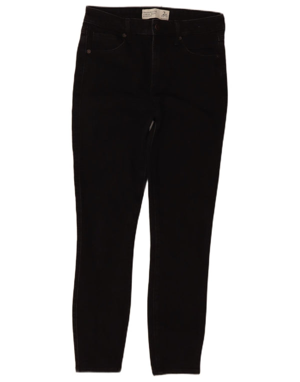 Calça jeans skinny feminina de cintura alta Abercrombie & Fitch W26 L26 algodão preto