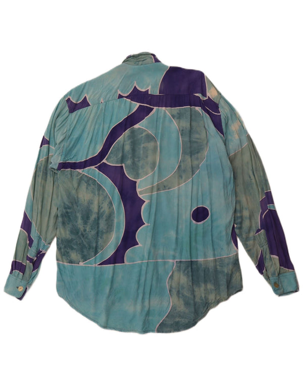 Camisa masculina VINTAGE com padrão abstrato XL azul rayon