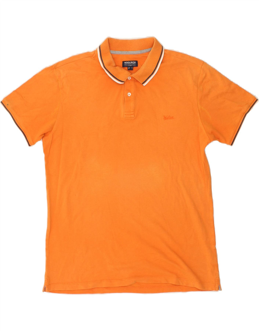 WOOLRICH Mens Polo Shirt Medium Orange Cotton Vintage Woolrich and Second-Hand Woolrich from Messina Hembry 