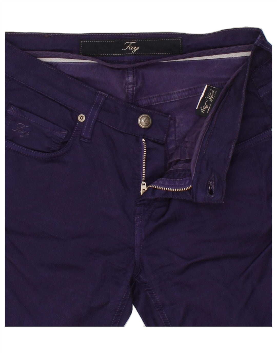 FAY Womens Slim Casual Trousers W28 L32  Purple Cotton Vintage Fay and Second-Hand Fay from Messina Hembry 