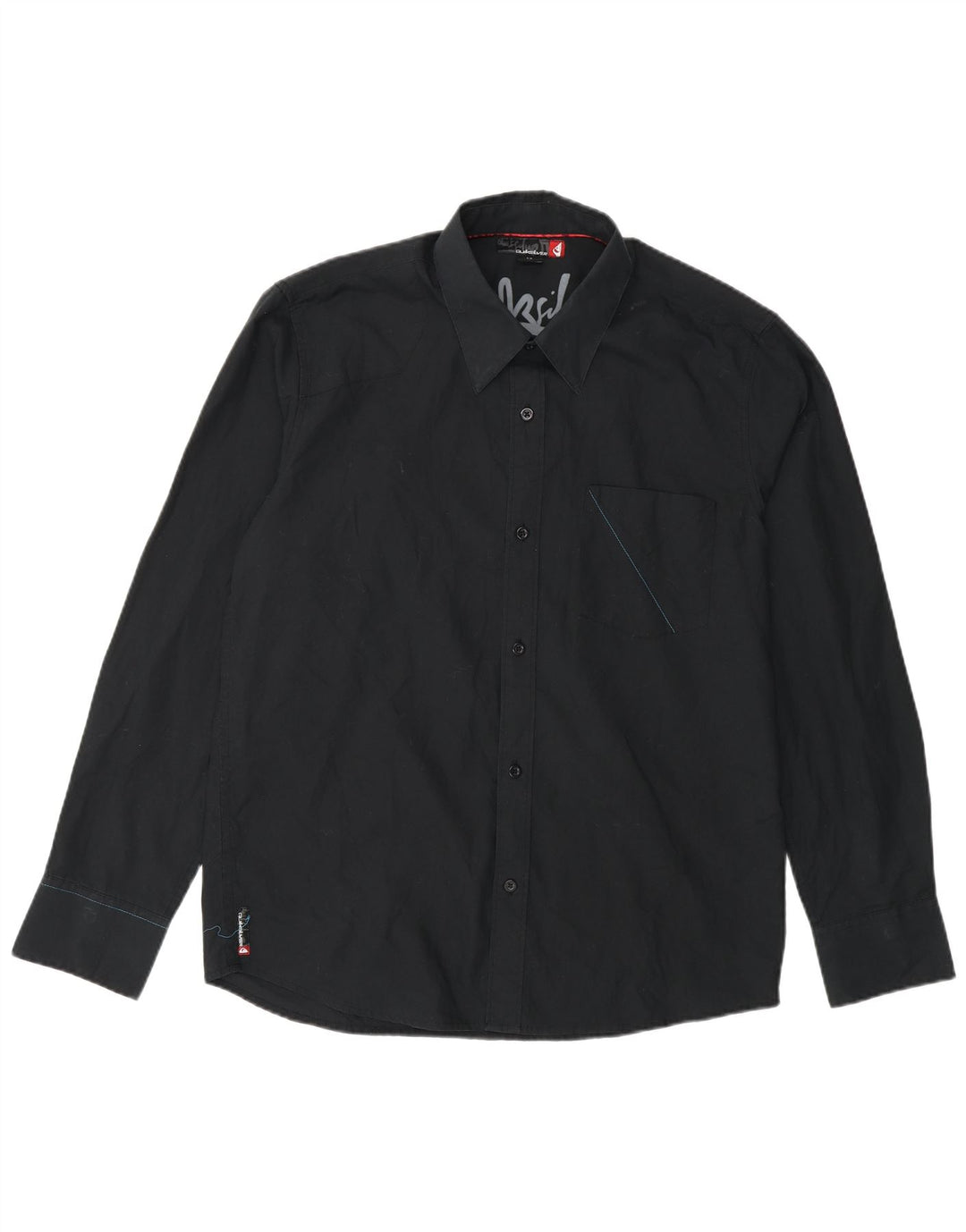 Camisa gráfica masculina Quiksilver pequena poliéster preta