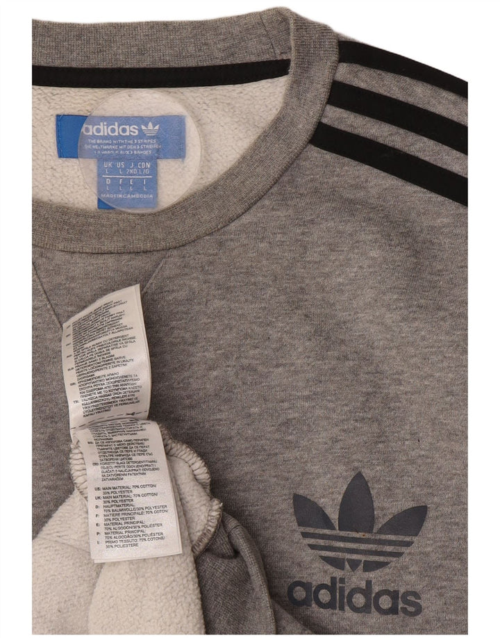 Adidas moletom masculino jumper grande algodão manchado cinza