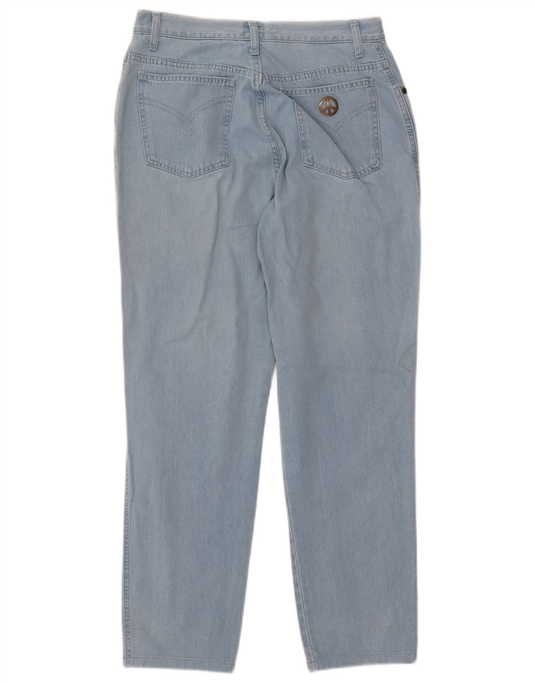 Calça jeans feminina de cintura alta MOSCHINO W33 L27 algodão azul