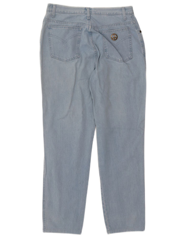 Calça jeans feminina de cintura alta MOSCHINO W33 L27 algodão azul