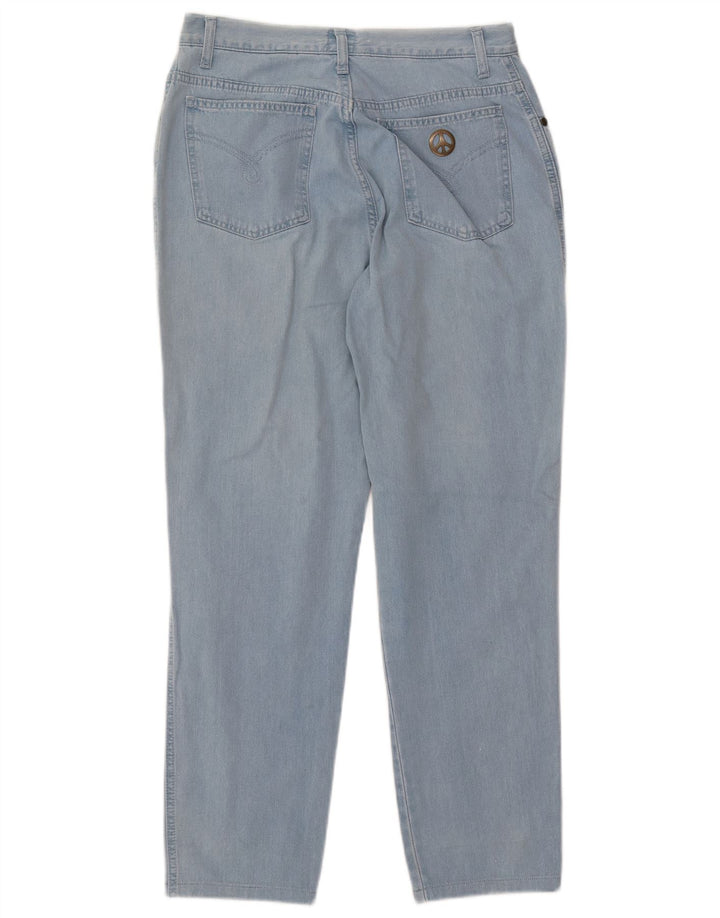 Calça jeans feminina de cintura alta MOSCHINO W33 L27 algodão azul