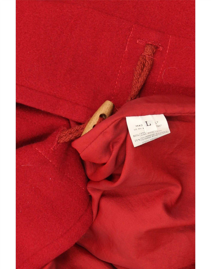 Sisley Womens Hooded Oversized Duffle Coat Reino Unido 16 Grande Lã Vermelha