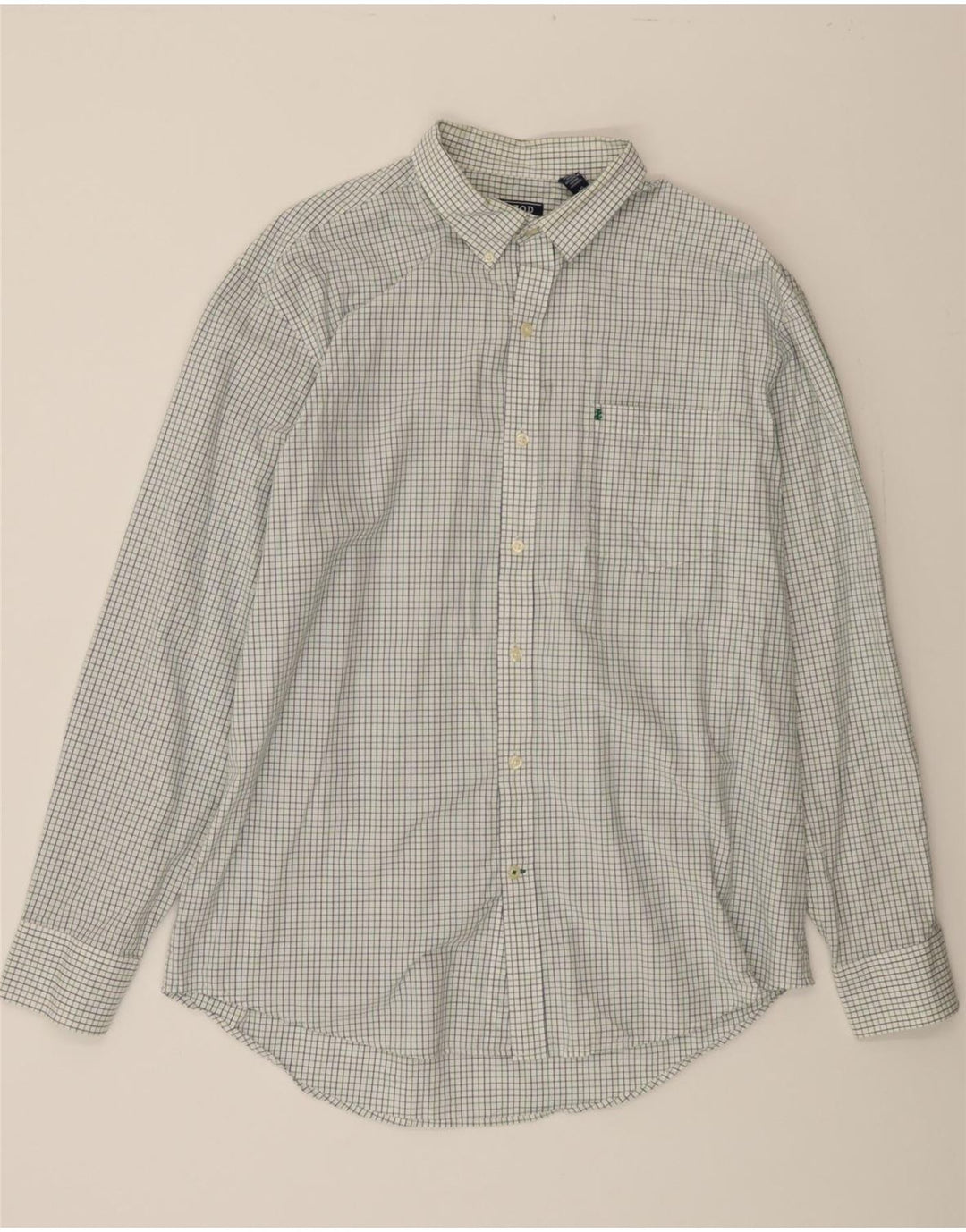 IZOD Mens Shirt Large White Check Cotton Vintage Izod and Second-Hand Izod from Messina Hembry 