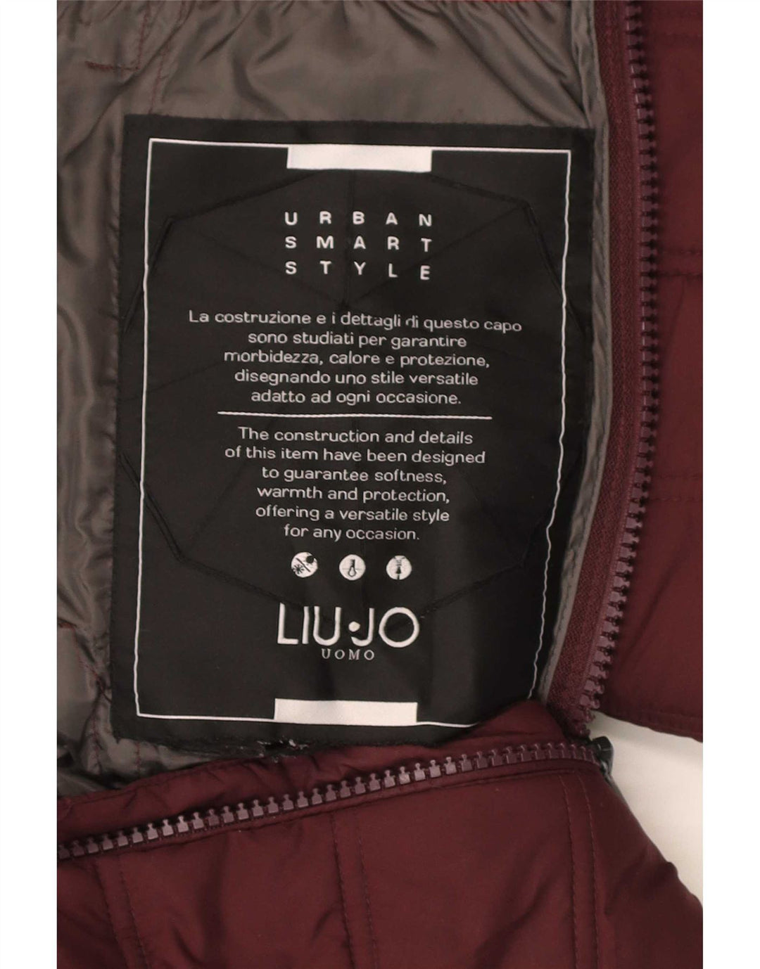 Jaqueta masculina acolchoada com capuz Liu Jo UK 38 poliéster médio Borgonha