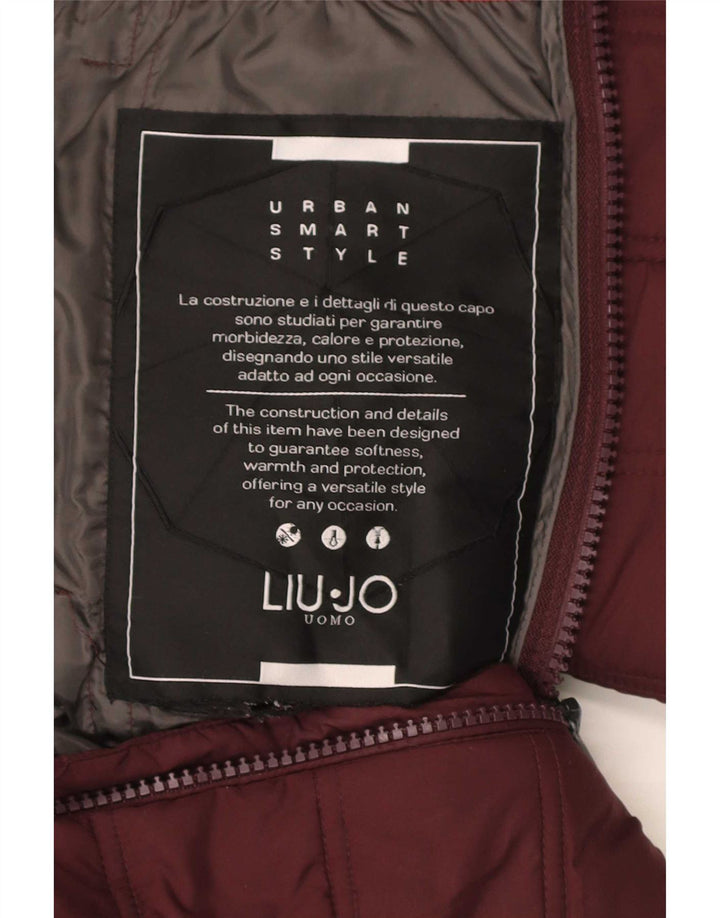Jaqueta masculina acolchoada com capuz Liu Jo UK 38 poliéster médio Borgonha