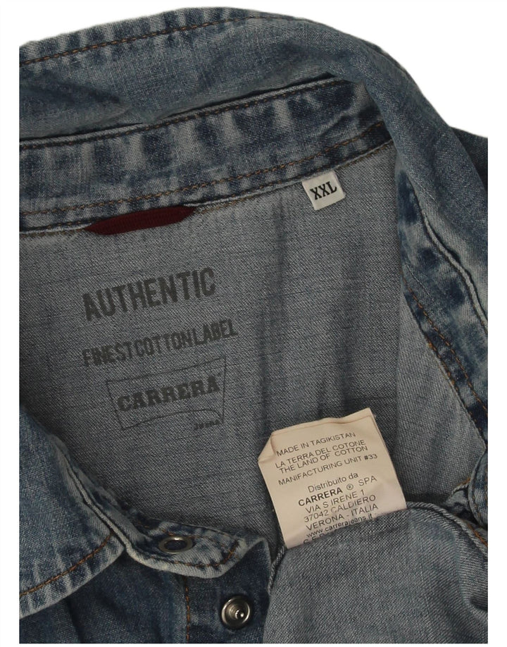 Camisa jeans masculina Carrera 2XL algodão azul