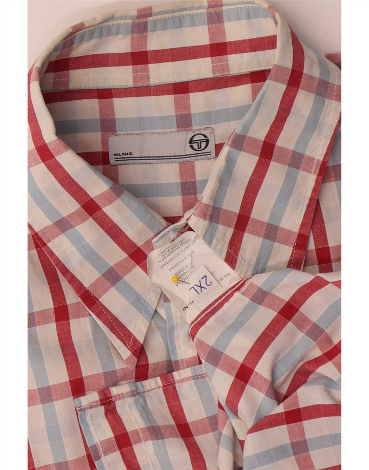 Camisa masculina de manga curta Sergio Tacchini 2XL algodão xadrez multicolorido