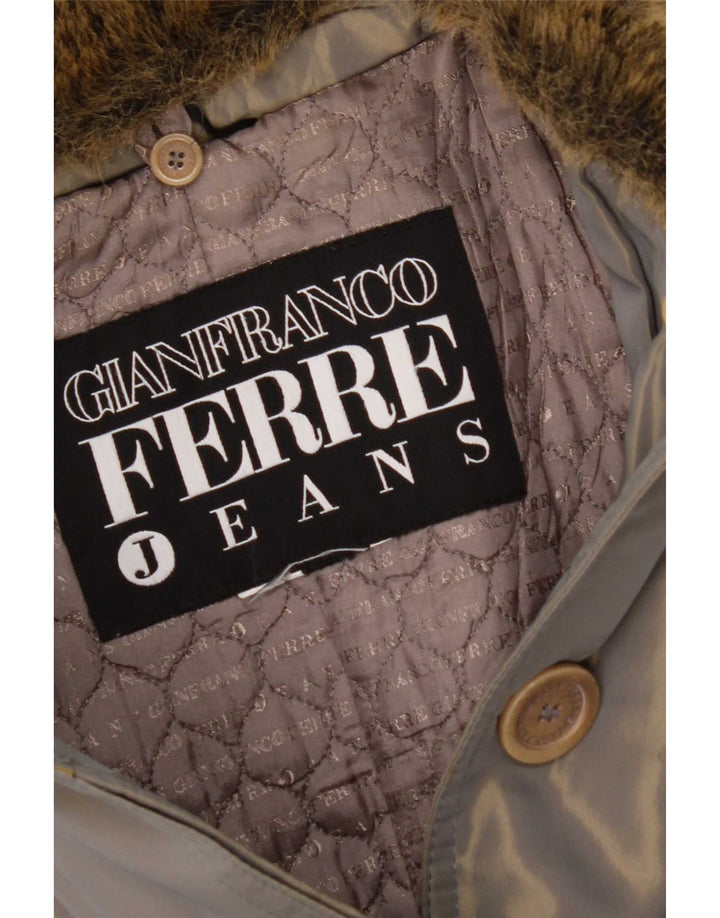 Casaco impermeável feminino Gianfranco Ferre UK 12 cinza médio