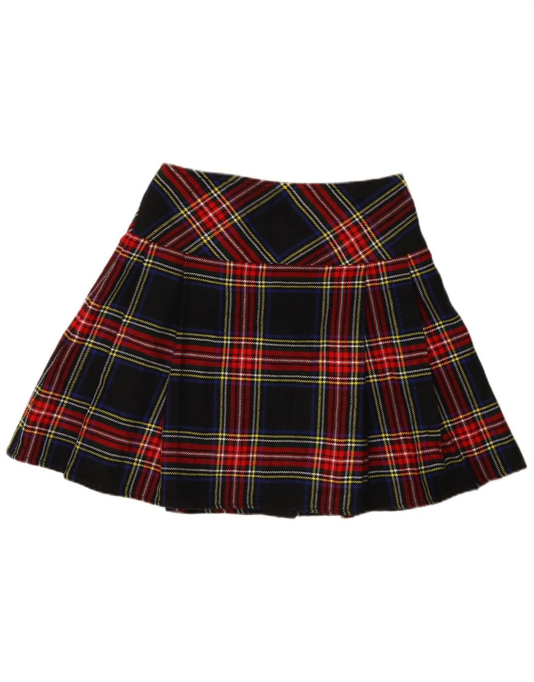 Mini saia envoltória feminina vintage W30 acrílico xadrez azul marinho médio