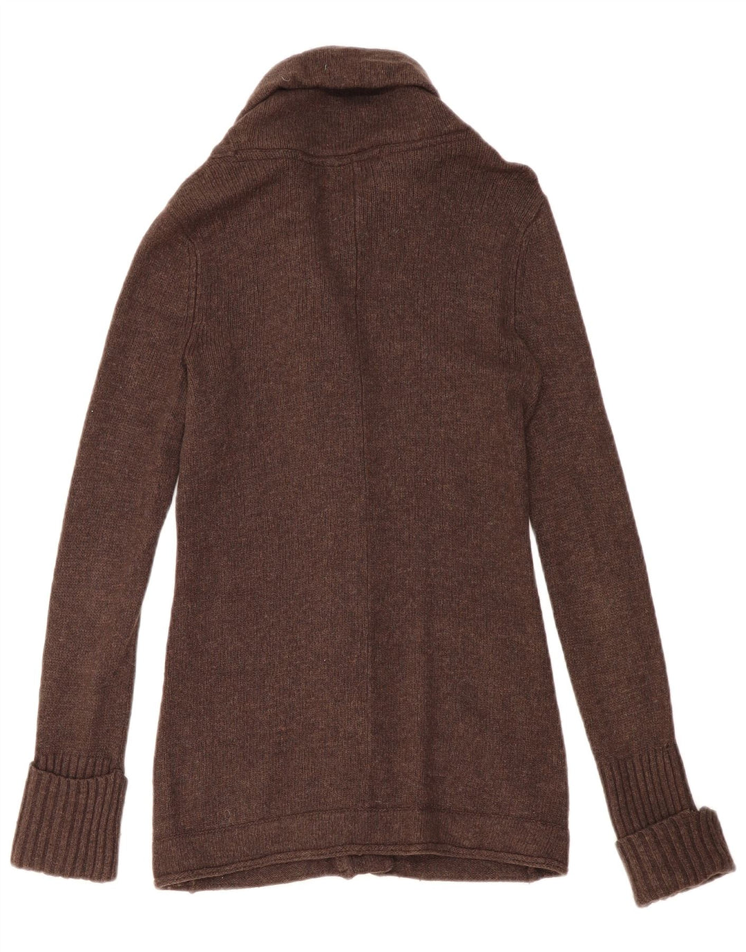 Suéter cardigã feminino Eddie Bauer Reino Unido 12 angorá marrom médio