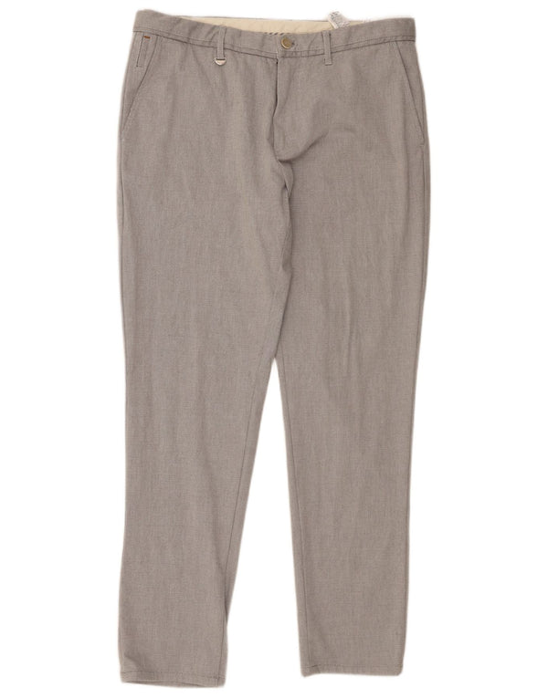 Zara Mens Slim Chino Calças EU 44 Grande W34 L30 Algodão Cinza