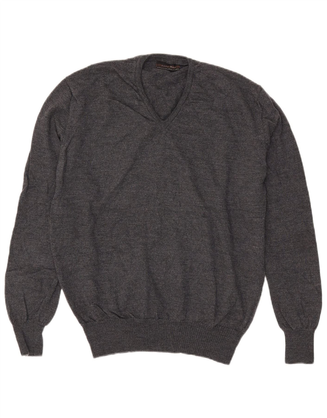 Suéter masculino Zara com decote em V XL cinza