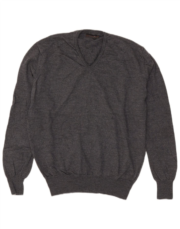Suéter masculino Zara com decote em V XL cinza