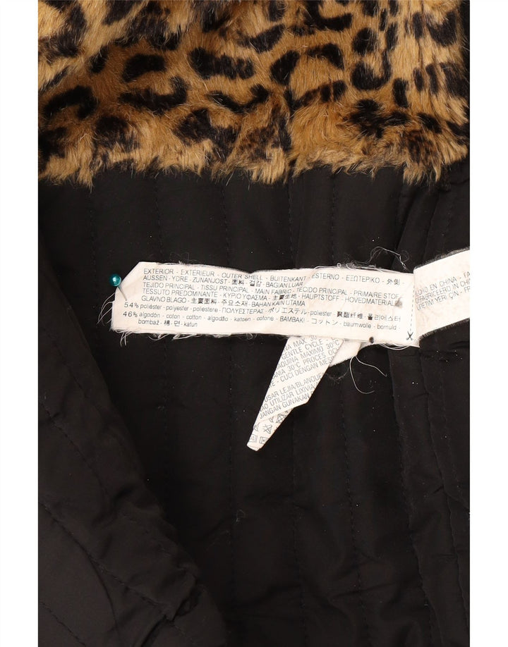 Jaqueta parka feminina com capuz Zara UK 14 poliéster cáqui médio