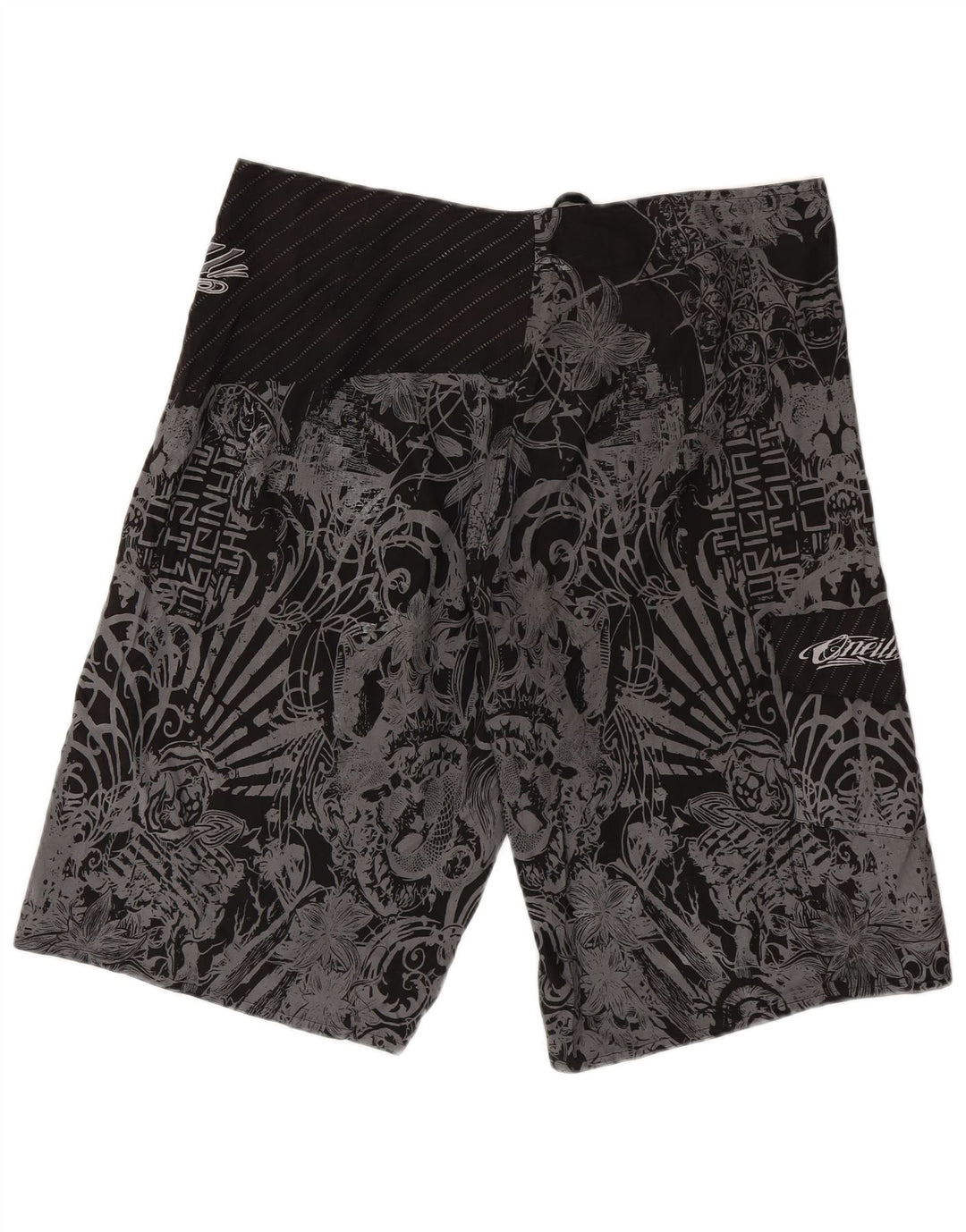 Shorts de natação vintage masculino XL poliéster floral preto
