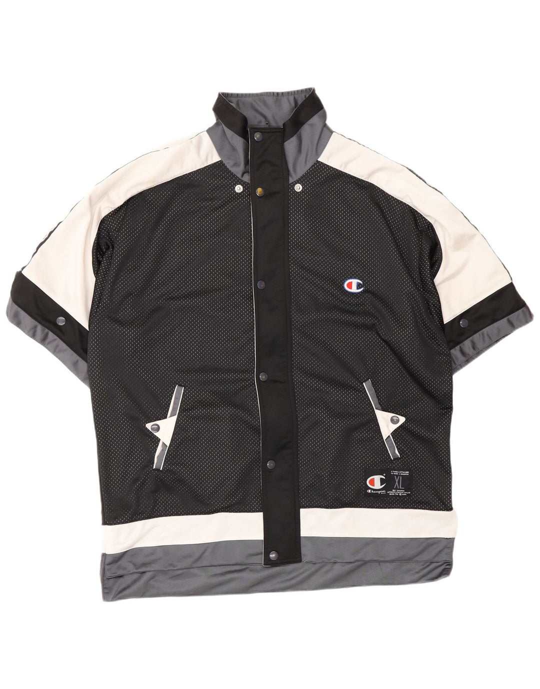 CHAMPION Jaqueta masculina de agasalho gráfico XL preto colorblock