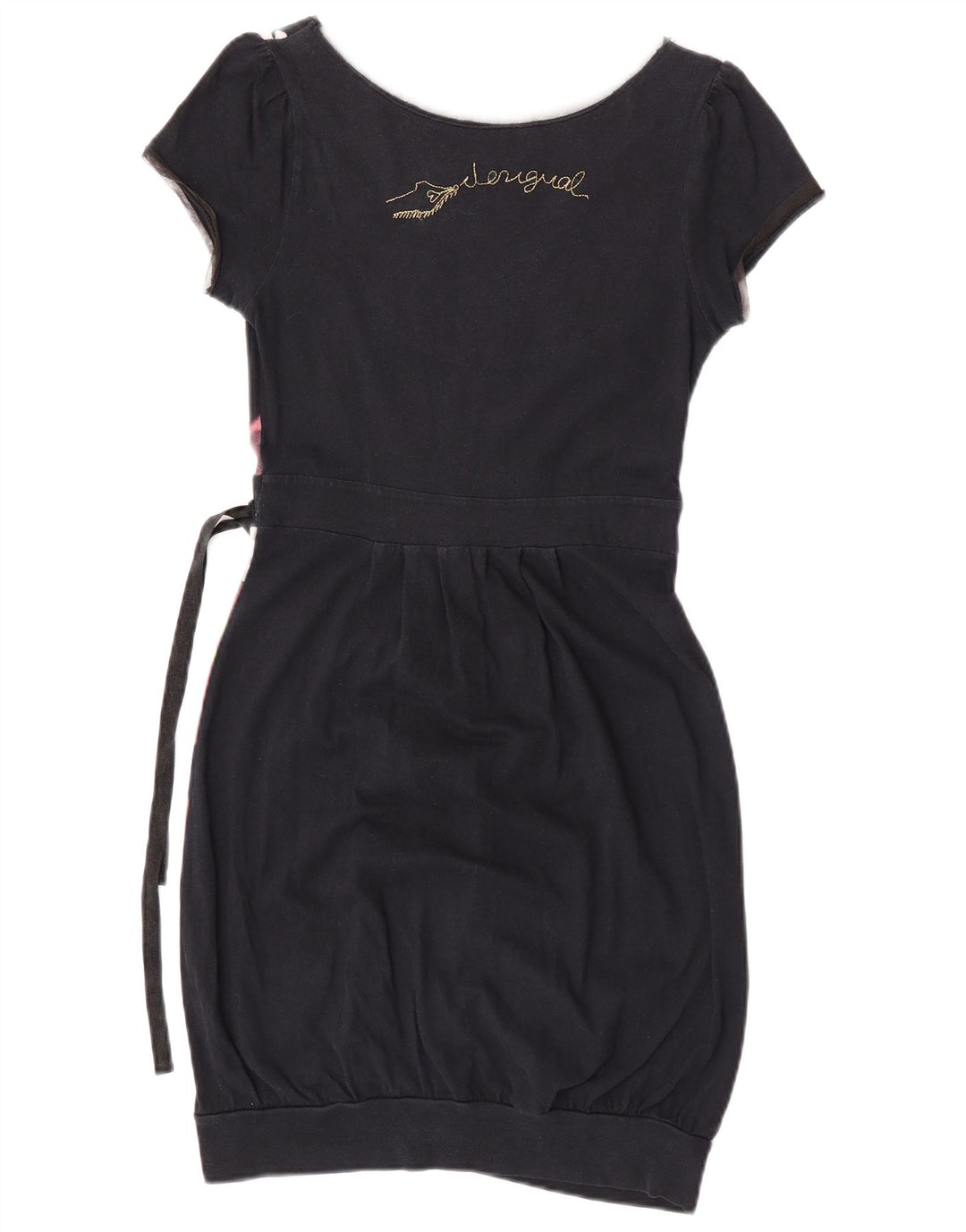 Vestido feminino Desigual com bainha gráfica UK 10 pequeno preto
