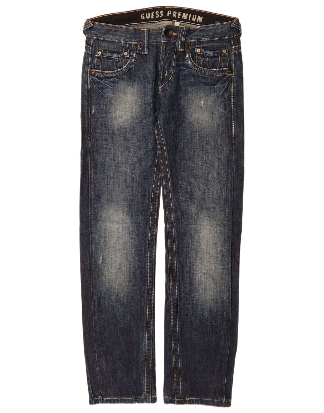 GUESS Mens Pasadena Straight Jeans W28 L32 Azul Algodão