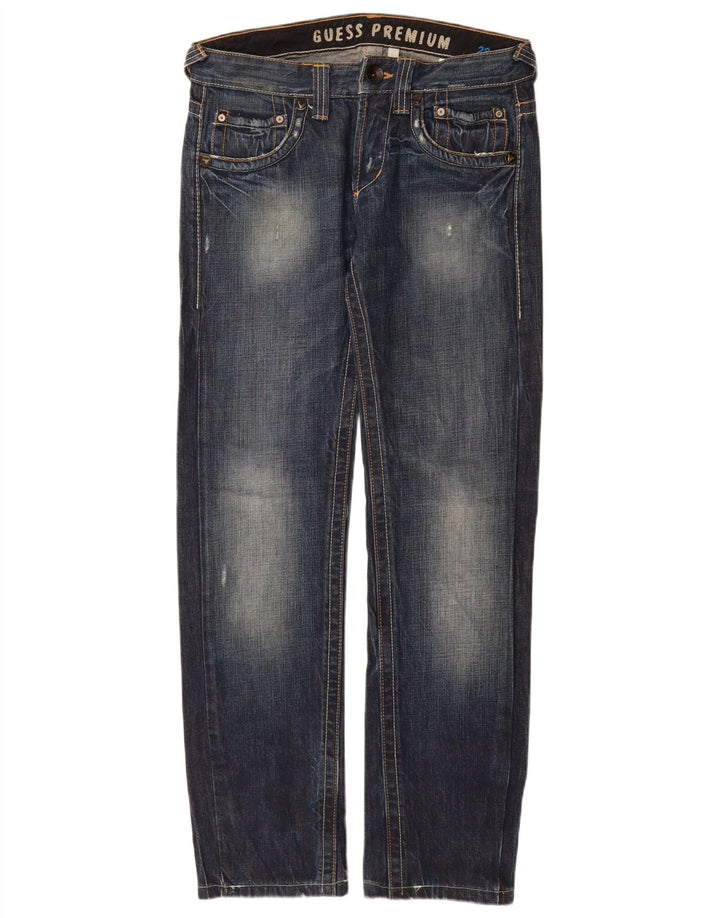 GUESS Mens Pasadena Straight Jeans W28 L32 Azul Algodão