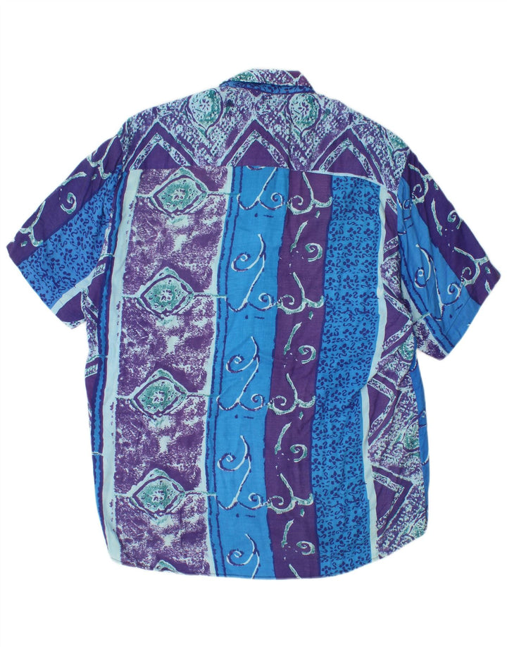 Camisa masculina de manga curta Collins azul médio paisley viscose