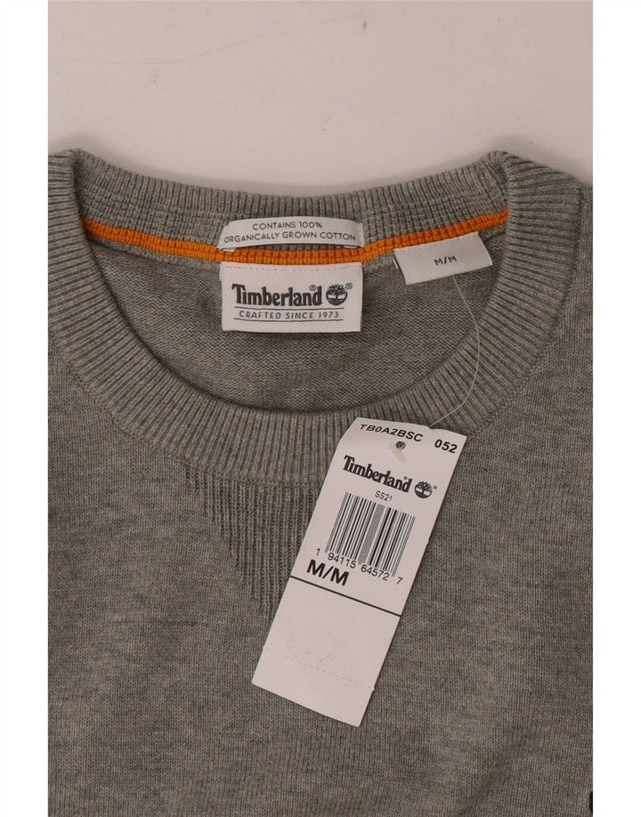 Suéter masculino Timberland com gola redonda e algodão manchado cinza médio
