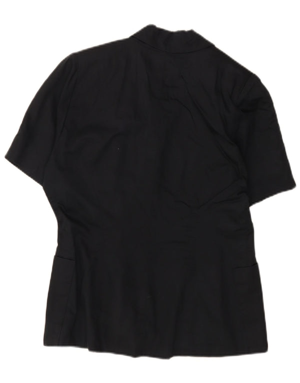 Jaqueta blazer feminina vintage de manga curta com peito duplo Reino Unido 10 pequena preta