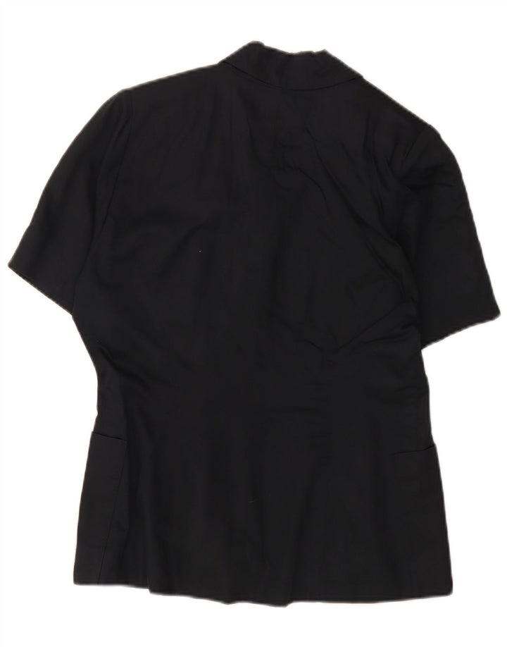 Jaqueta blazer feminina vintage de manga curta com peito duplo Reino Unido 10 pequena preta