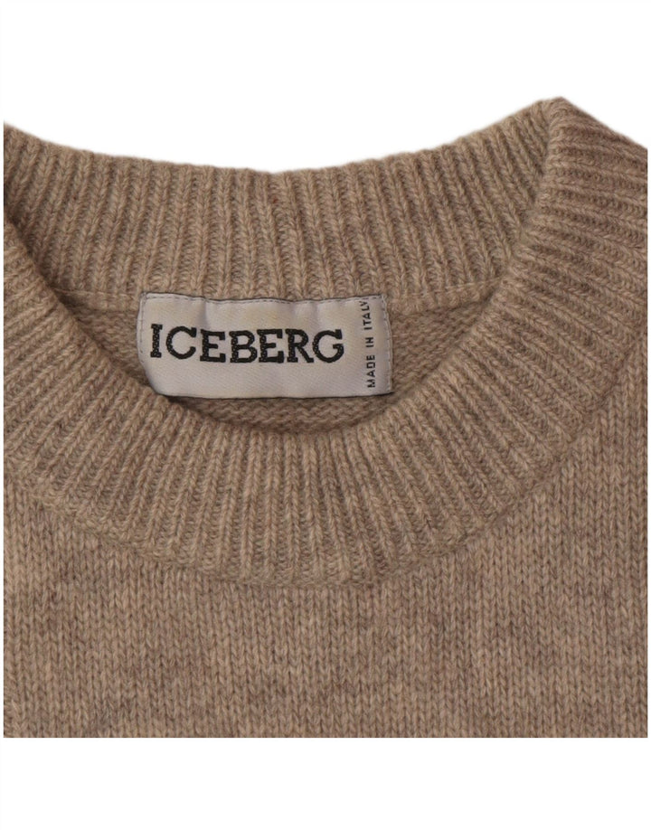 Suéter masculino ICEBERG com gola redonda e estampa animal médio bege