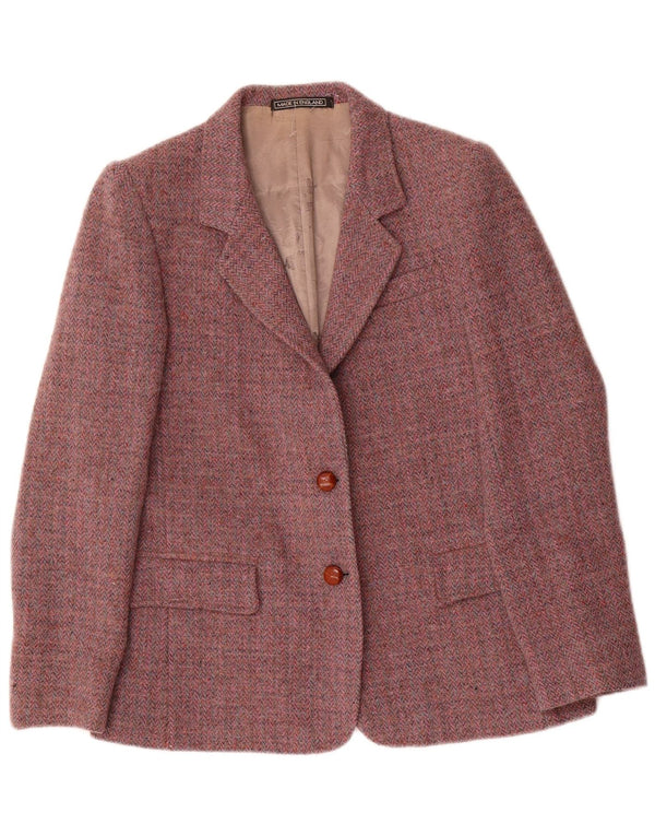Orvis Jaqueta feminina Harris Tweed Blazer Reino Unido 12 espinha de peixe vermelha média