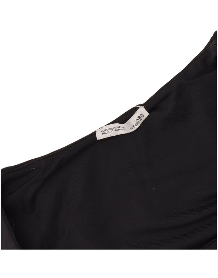 Zara Womens Vest Top UK 8 Pequeno Preto