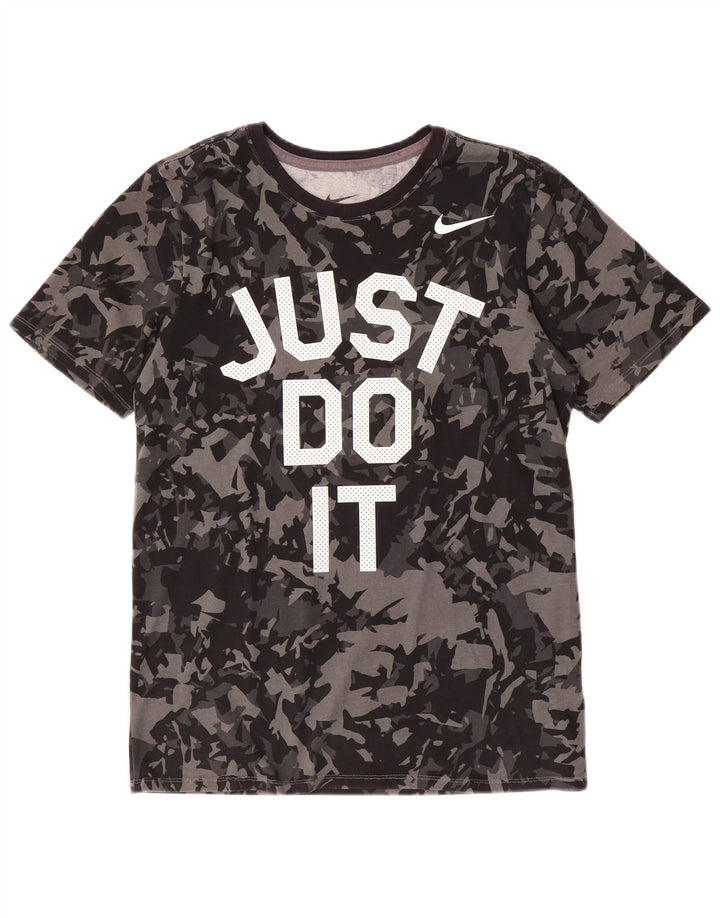 Camiseta masculina NIKE com corte atlético e algodão camuflado preto pequeno