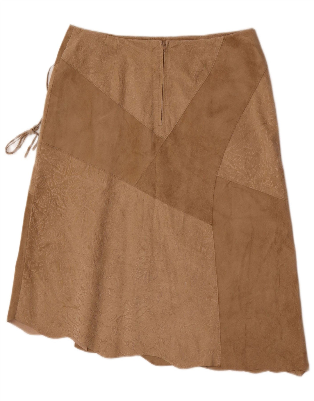 Saia feminina vintage de camurça IT 46 grande W30 couro bege