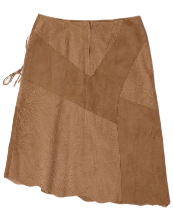 Saia feminina vintage de camurça IT 46 grande W30 couro bege