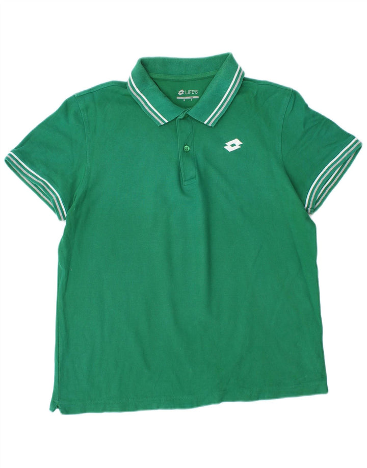 Camisa polo masculina LOTTO pequena algodão verde